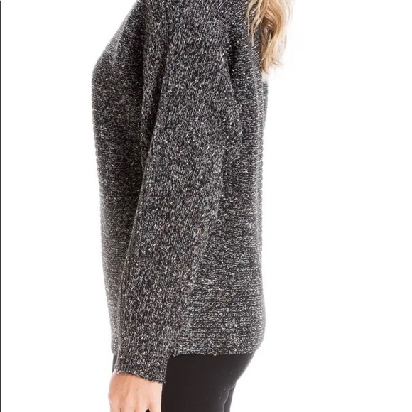 Max Studio Soft & Cozy Slouchy Batwing Mock Neck Sweater Grey Black, Sz XL - Picture 12 of 13